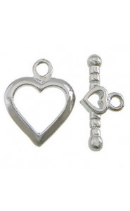 Metal Toggle clasp Heart Antique silver